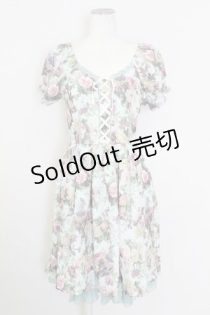 画像: axes femme / 花柄オフショルワンピース  グリーン T-25-10-01-035-AX-OP-HS-ZS