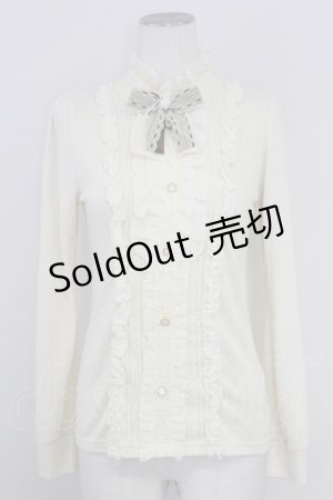 画像: axes femme / リボンブローチ付きブラウス風プルオーバー  キナリ T-25-10-01-005-AX-TO-HS-ZS