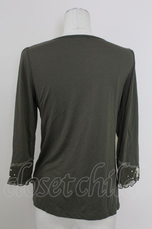 画像2: axes femme / レースパール配色カットソー  カーキ T-25-10-01-013-AX-TO-HS-ZS (2)
