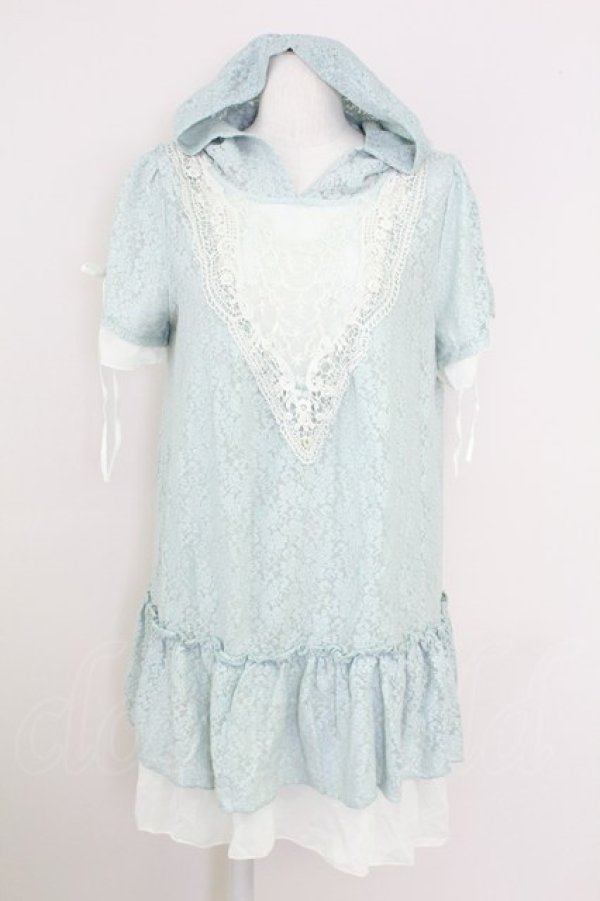 画像1: axes femme / フード付きレース半袖プルオーバー  ミント T-25-10-01-014-AX-TO-HS-ZS (1)