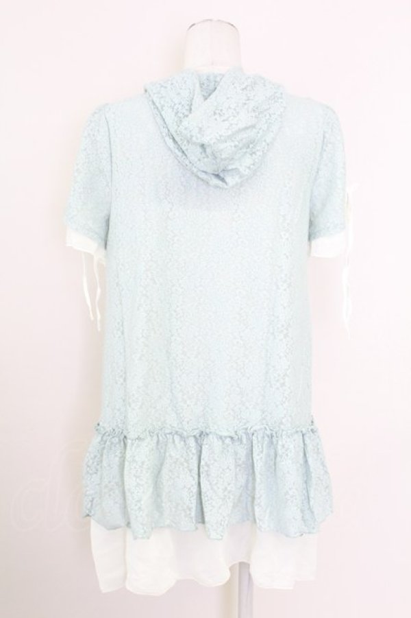 画像2: axes femme / フード付きレース半袖プルオーバー  ミント T-25-10-01-014-AX-TO-HS-ZS (2)