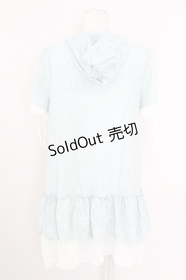 画像2: axes femme / フード付きレース半袖プルオーバー  ミント T-25-10-01-014-AX-TO-HS-ZS (2)