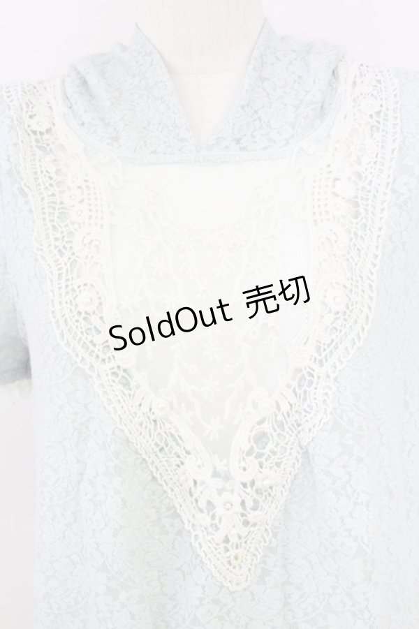 画像6: axes femme / フード付きレース半袖プルオーバー  ミント T-25-10-01-014-AX-TO-HS-ZS (6)