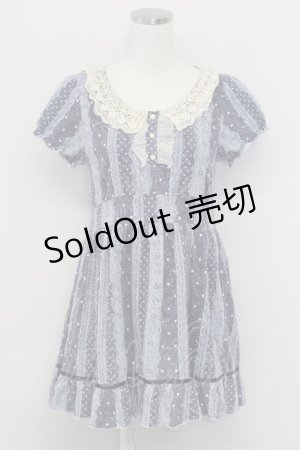 画像: axes femme / レース襟プリントチュニック  ブルー T-25-10-02-003-AX-OP-HR-ZS