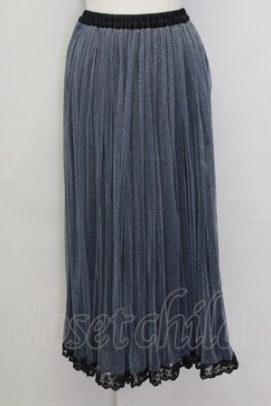 画像: axes femme POETIQUE / ラメプリーツスカート  ブルーｘ黒 T-25-10-02-026-AX-SK-HR-ZS