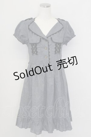 画像: axes femme / レースアップポケットワンピース  グレー T-25-10-02-008-AX-OP-HR-ZS