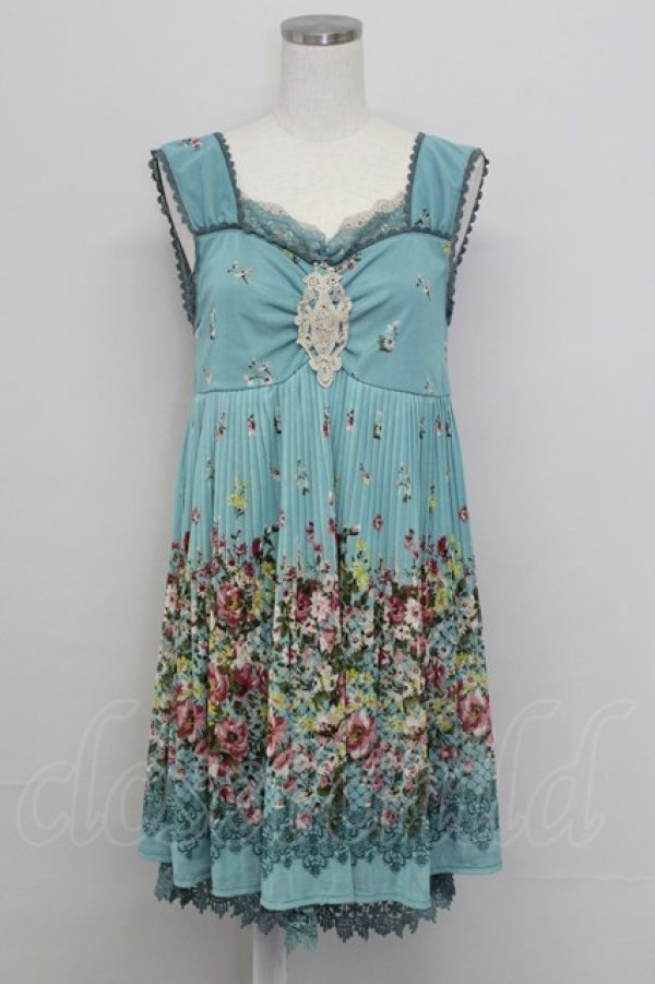 画像1: axes femme / プリントシフォンチュニック  グリーン T-25-10-02-002-AX-OP-HR-ZS (1)