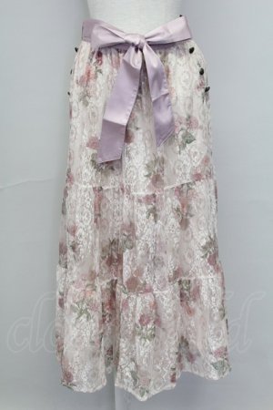 画像: axes femme / sajouプリントレーススカート  ピンク T-25-10-02-021-AX-SK-HR-ZS
