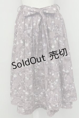 画像: axes femme / 単色花柄フレアスカート  パープル T-25-10-02-022-AX-SK-HR-ZS