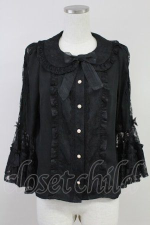 画像: axes femme kawaii / レーシー姫袖ブラウス  黒 T-25-10-05-006-AX-BL-SA-ZT