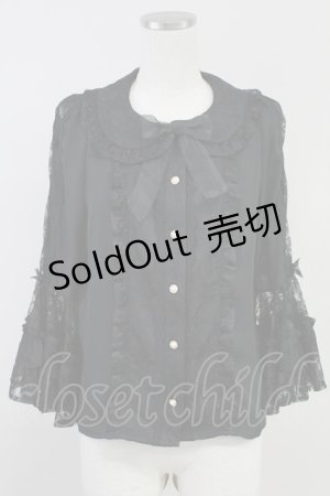 画像: axes femme kawaii / レーシー姫袖ブラウス  黒 T-25-10-05-006-AX-BL-SA-ZI