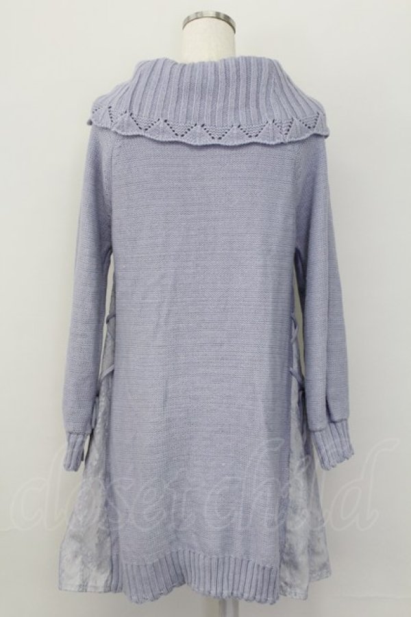 画像2: axes femme / 裾レース切り替えニットオフショルワンピース  サックス T-25-10-08-029-AX-OP-SA-ZI (2)