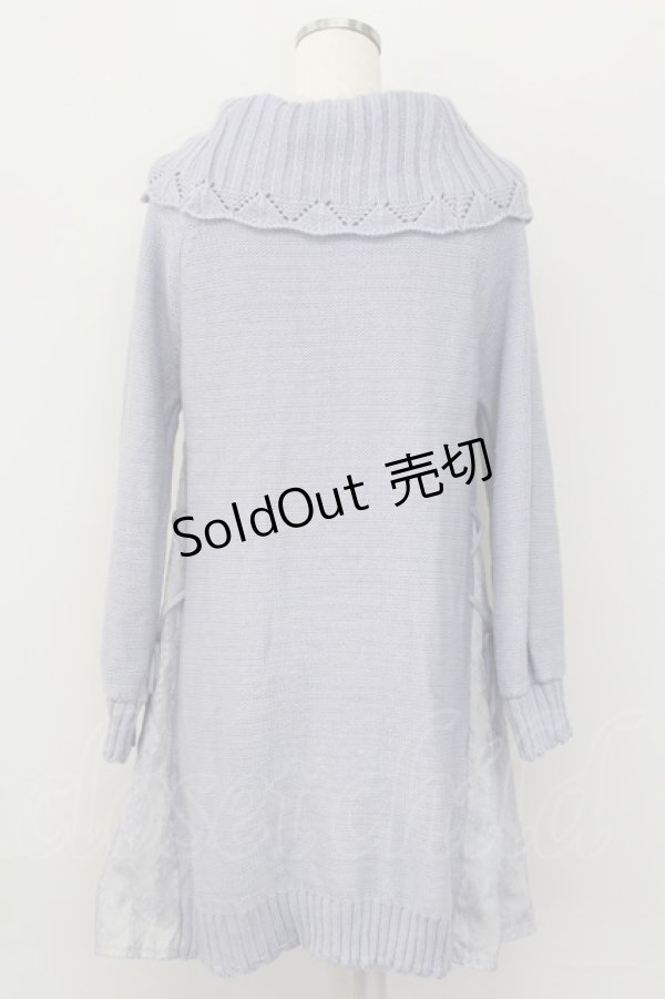 画像2: axes femme / 裾レース切り替えニットオフショルワンピース  サックス T-25-10-08-029-AX-OP-SA-ZI (2)