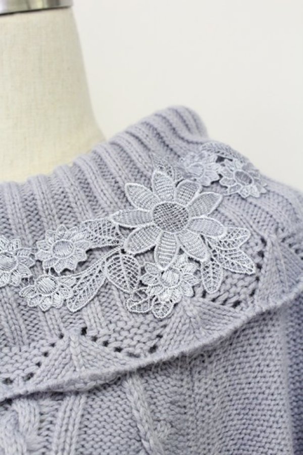 画像3: axes femme / 裾レース切り替えニットオフショルワンピース  サックス T-25-10-08-029-AX-OP-SA-ZI (3)