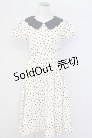 画像: merry jenny / ドットスカラップワンピース  アイボリーＸ黒 T-25-10-08-031-LO-OP-SA-ZI