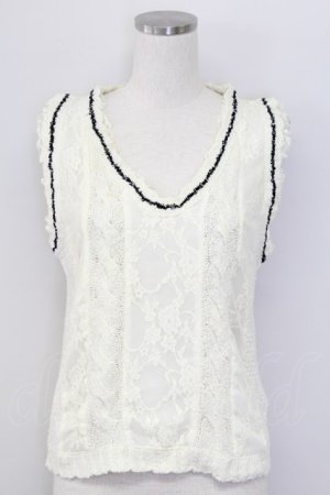 画像: axes femme / レーシーチルデンニットベスト  アイボリー T-25-10-08-004-AX-TO-SA-ZI