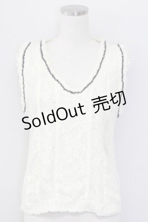 画像: axes femme / レーシーチルデンニットベスト  アイボリー T-25-10-08-004-AX-TO-SA-ZI