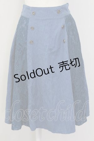 画像: axes femme / ストライプ&レーススカート  青Ｘ白 T-25-10-08-036-AX-SK-SA-ZI