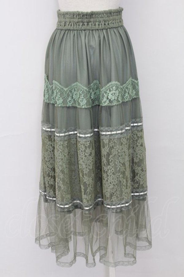 画像2: axes femme / チュールレースティアードスカート M グリーン T-25-10-08-038-AX-SK-SA-ZI (2)