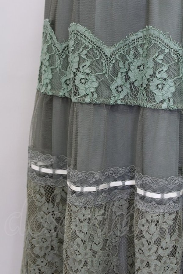 画像3: axes femme / チュールレースティアードスカート M グリーン T-25-10-08-038-AX-SK-SA-ZI (3)