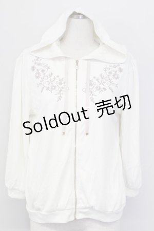 画像: axes femme / パールフラワー刺繍パーカー  アイボリー T-25-10-08-009-AX-TO-SA-ZT