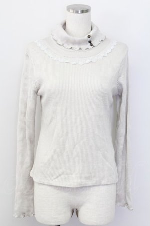 画像: axes femme / ハイネックレースニットトップス  アイボリー T-25-10-08-010-AX-TO-SA-ZI
