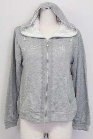 画像: axes femme / ビジューデザインパーカー M グレー T-25-10-08-011-AX-TO-SA-ZI