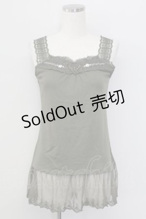 画像: axes femme / 蝶々モチーフ付きロングタンク Ｍ カーキ T-25-10-08-013-AX-TO-SA-ZI