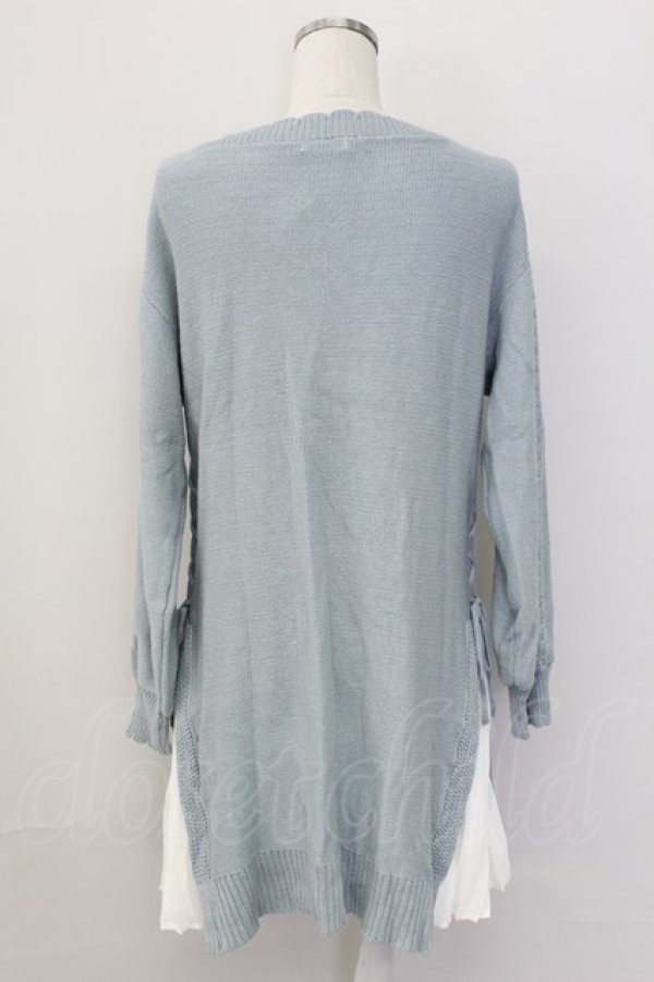 画像2: axes femme / サイドプリーツニットチュニック M サックス T-25-10-08-014-AX-TO-SA-ZI (2)