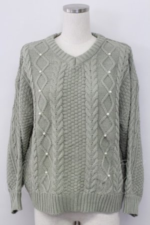 画像: axes femme / バックレースアップニット  カーキ T-25-10-08-015-AX-TO-SA-ZI