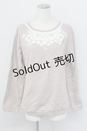 画像: axes femme / フラワー刺繍裏毛トレーナー M ピンク T-25-10-08-019-AX-TO-SA-ZI