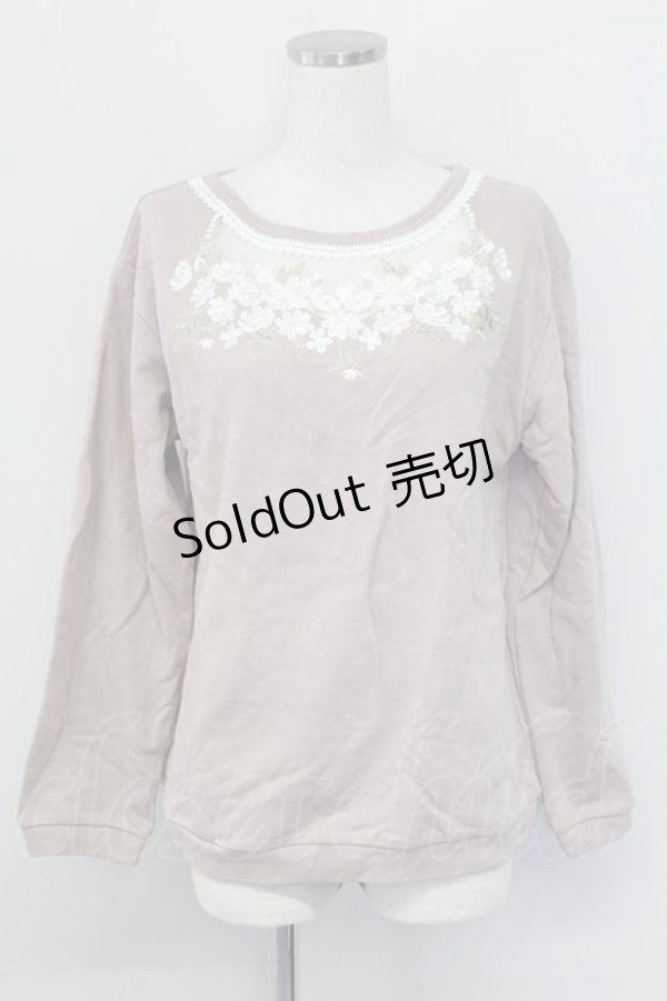 画像1: axes femme / フラワー刺繍裏毛トレーナー M ピンク T-25-10-08-019-AX-TO-SA-ZI (1)