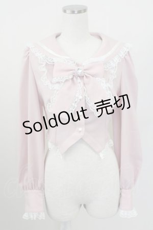画像: Ank Rouge / ハートビジューリボンセーラーブラウス  ピンク T-25-10-09-003-CA-BL-SA-ZI