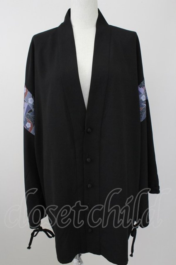 画像1: AXES-X / 和柄コラージュ羽織  黒 T-25-10-09-009-LO-TO-SA-ZI (1)