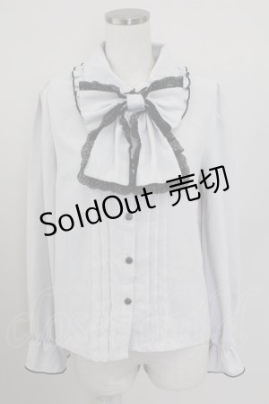 画像: DearMyLove / リボンタイ長袖ブラウス  グレーＸ黒 T-25-10-09-002-EL-BL-SA-ZI