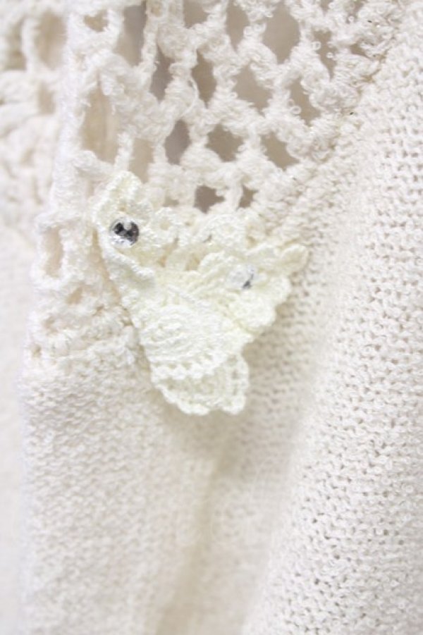 画像6: axes femme / パール付き肩レースサマーニット M アイボリー T-25-10-10-002-AX-TO-SA-ZT255 (6)