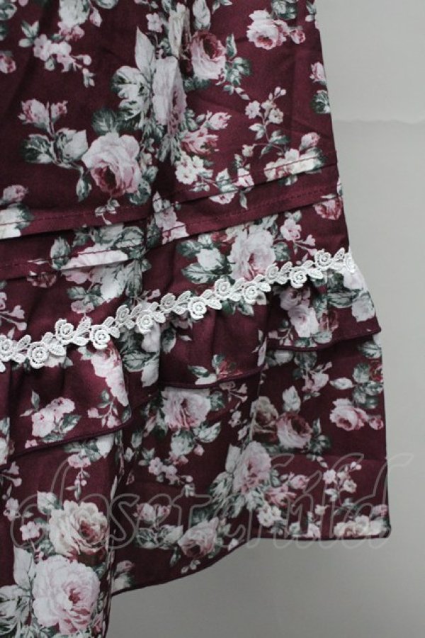 画像6: axes femme / ビッグリボン×ローズ柄ジャンパースカート  ワイン T-25-10-10-024-AX-OP-SA-ZT135 (6)