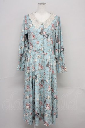画像: axes femme / 音楽と薔薇柄ドレス風ワンピース M グリーン T-25-10-10-026-AX-OP-SA-ZT