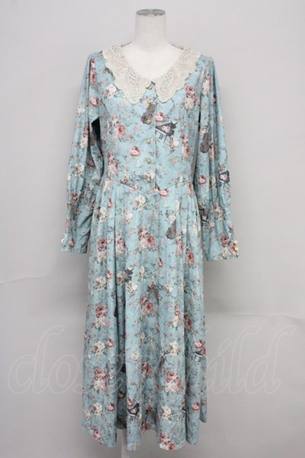 画像1: axes femme / 音楽と薔薇柄ドレス風ワンピース M グリーン T-25-10-10-026-AX-OP-SA-ZT135 (1)