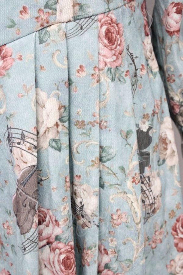 画像5: axes femme / 音楽と薔薇柄ドレス風ワンピース M グリーン T-25-10-10-026-AX-OP-SA-ZT135 (5)