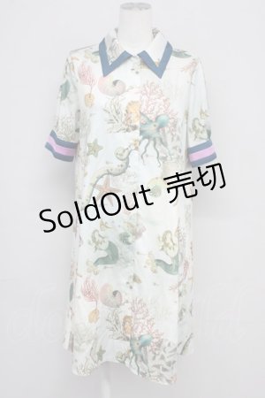 画像: MILK / sea creaturesシャツワンピース  グリーン T-25-10-10-029-ML-OP-SA-ZT122