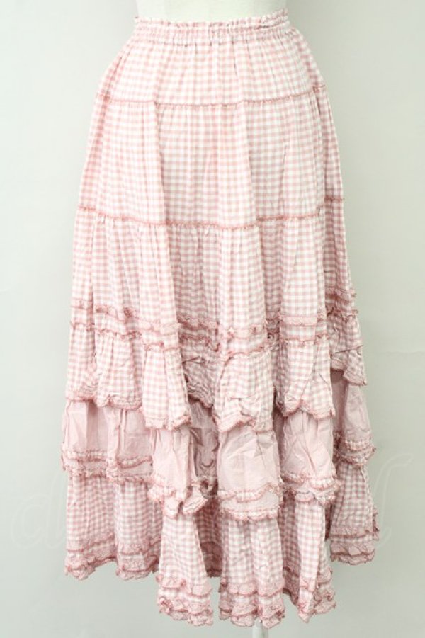 PINK HOUSE / ギンガムチェックパッチワークフリルスカート