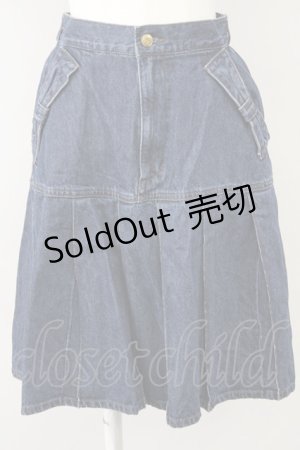 画像: axes femme / リボン×プリーツデニムスカート  インディゴ T-25-10-10-047-AX-SK-SA-ZT045