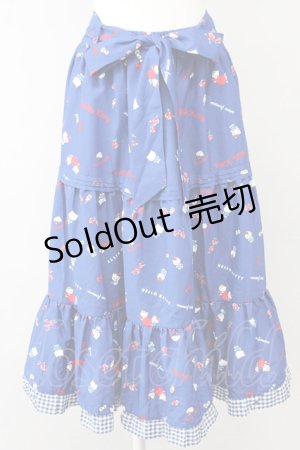 画像: 【SALE】axes femme / ハローキティプリントスカート  ブルー T-25-10-10-048-AX-SK-SA-ZT045