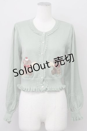 画像: axes femme kawaii / クマパフェ刺繍ニットカーデ M グリーン T-25-10-10-009-AX-TO-SA-ZT