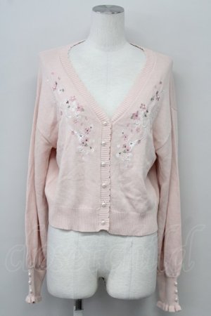画像: axes femme / SAKURA刺繍ショートカーディガン  ピンク T-25-10-10-010-AX-TO-SA-ZT