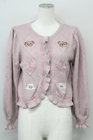 画像: axes femme kawaii / Rosy Bearニットカーデ M ピンク T-25-10-10-012-AX-TO-SA-ZT