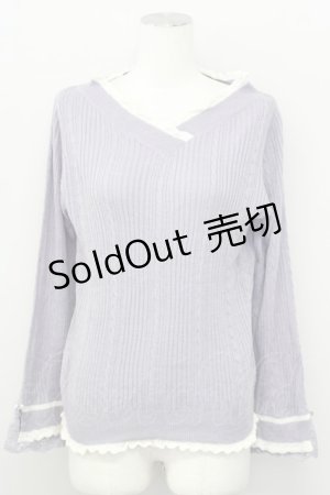 画像: 【SALE】axes femme / バイカラーＶネックニットプルオーバー M ラベンダー T-25-10-10-015-AX-TO-SA-ZT215