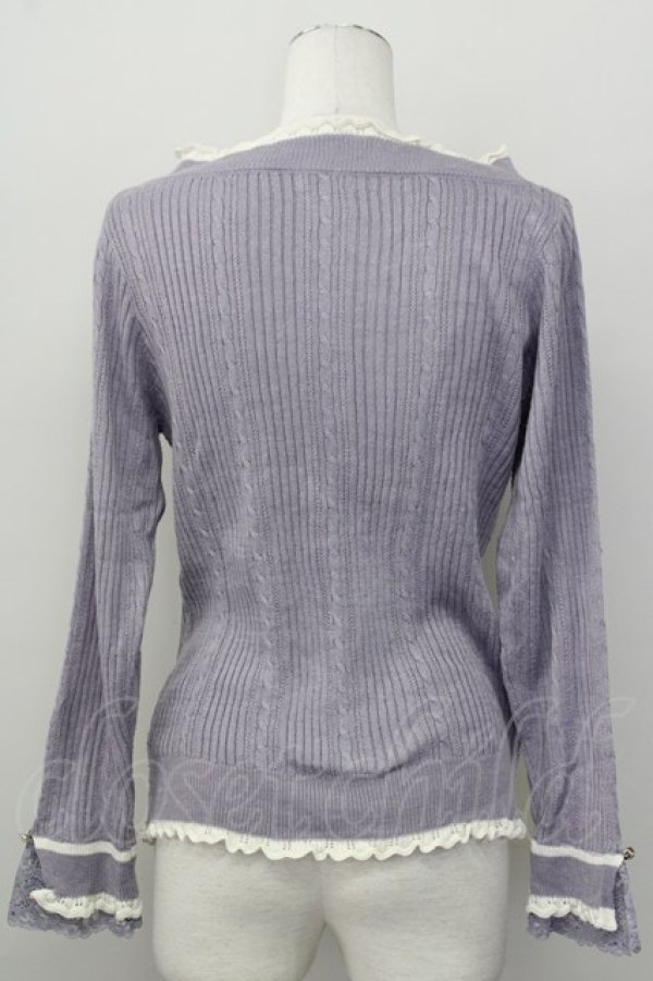 画像2: axes femme / バイカラーＶネックニットプルオーバー M ラベンダー T-25-10-10-015-AX-TO-SA-ZT215 (2)