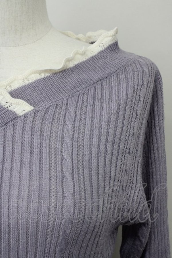 画像3: axes femme / バイカラーＶネックニットプルオーバー M ラベンダー T-25-10-10-015-AX-TO-SA-ZT215 (3)